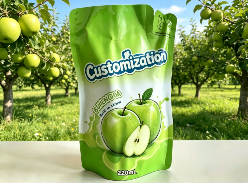 Op maat gemaakte ingebouwde rietjezakjes 220 ml voor sap-fruitpuree-drankjes