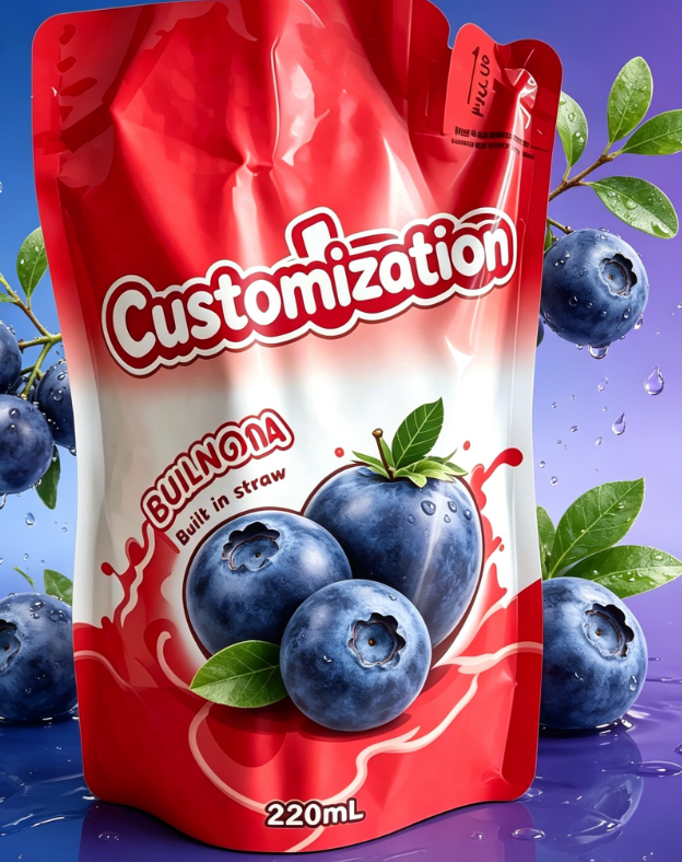 Op maat gemaakte ingebouwde rietjezakjes 220 ml voor sap-fruitpuree-drankjes
