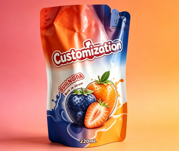 Op maat gemaakte ingebouwde rietjezakjes 220 ml voor sap-fruitpuree-drankjes