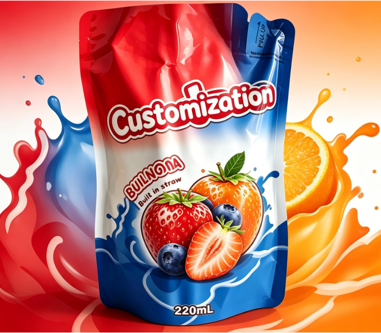 Op maat gemaakte ingebouwde rietjezakjes 220 ml voor sap-fruitpuree-drankjes