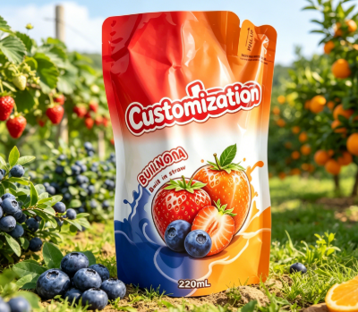 220 ml mangofruitpuree, ingebouwde rietjezakjes, op maat gemaakte drankverpakkingszakken